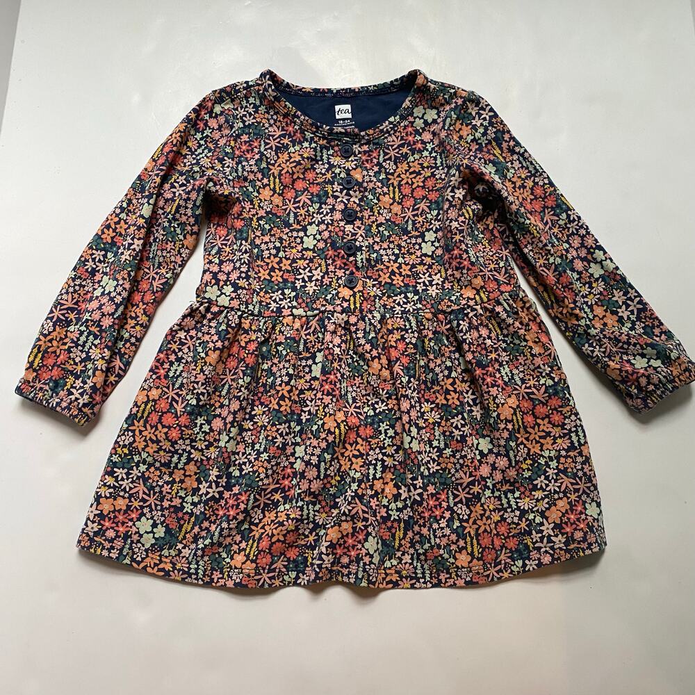 Tea Collection Floral Long Sleeve Henley Dress